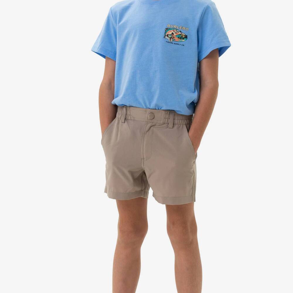 NEW BURLEBO youth everyday short in cobblestone khaki